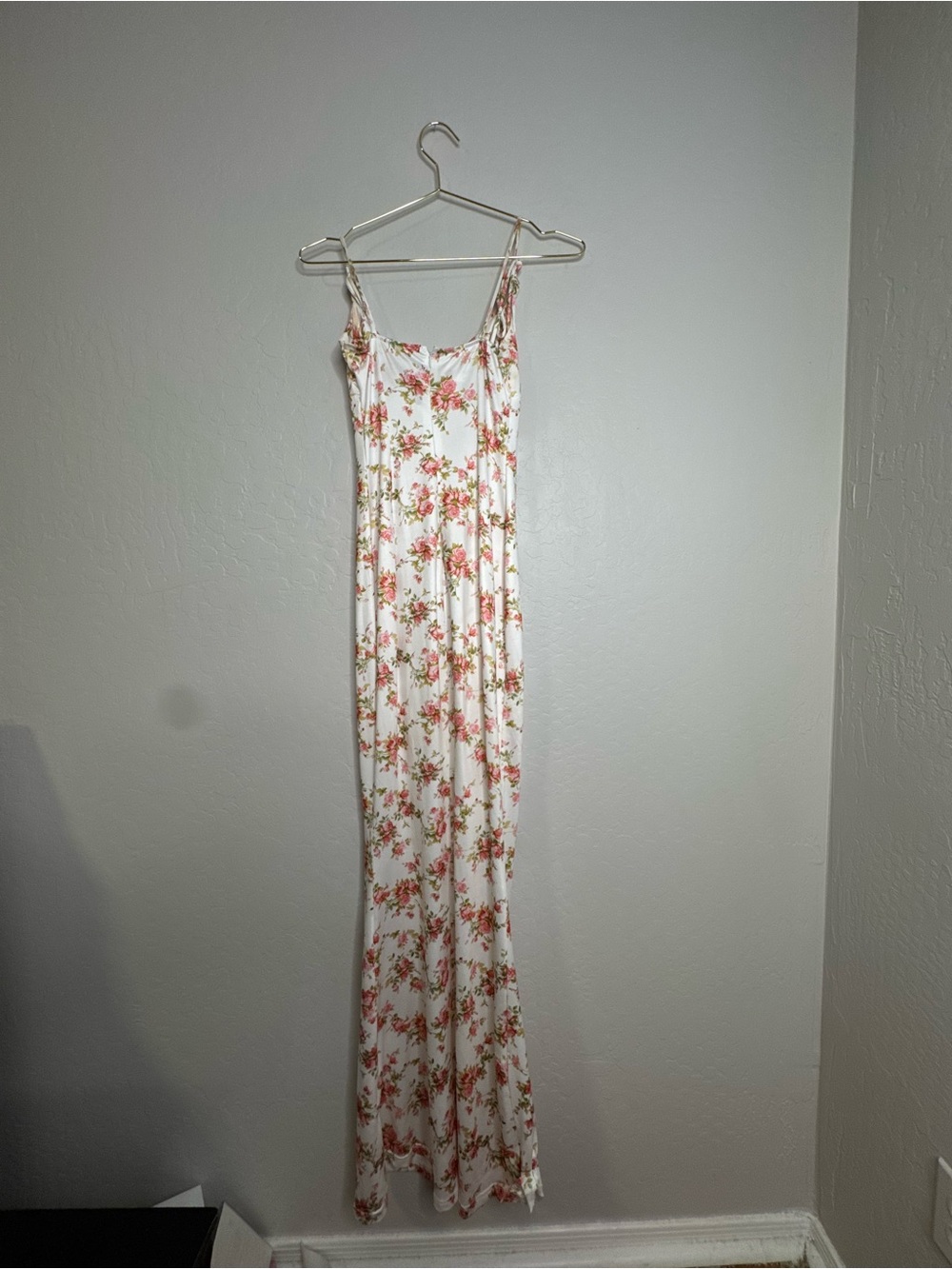 PARTHEA Backless Tie-Up Mermaid Hem Floral Print Ruched Bodycon Cami Maxi Dress - Picture 5 of 10